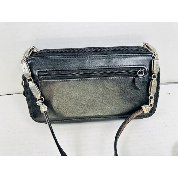 Vtg Brighton Brown/Black Leather Crossbody Bag Purse Shoulder - EUC - Picture 5 of 12